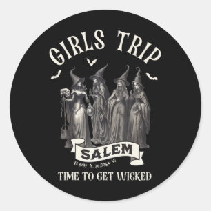Retro Girls Trip Salem 1692 They Missed One Witch  Classic Round Sticker
