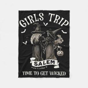 Retro Girls Trip Salem Time To Get Witch Funny Hal Fleece Blanket