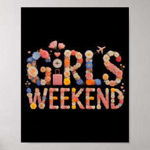Retro girls weekend surf vacation trip salty poster