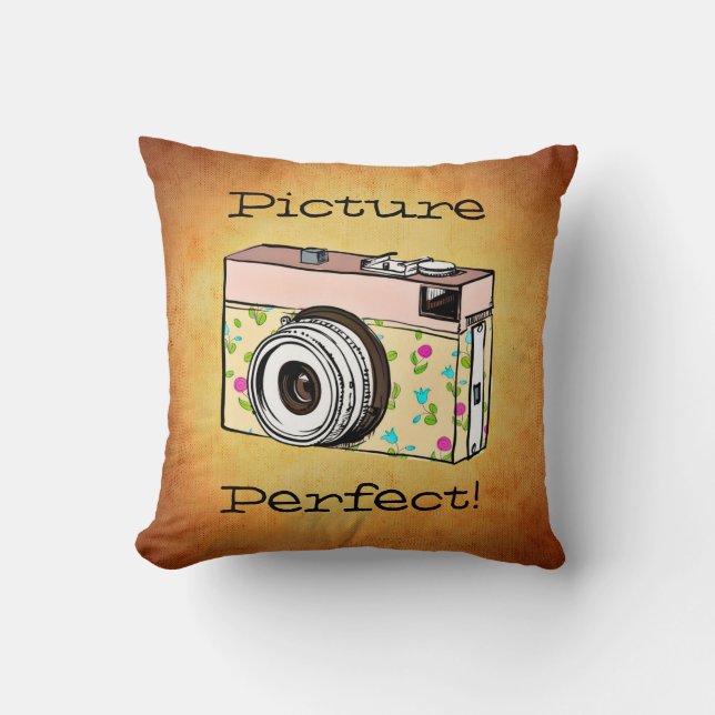 Retro Girly Camera Photographer Square Pillow (Front)