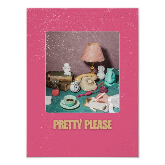 Retro Girly “Pretty Please” Print | Bright Vintage (Front)