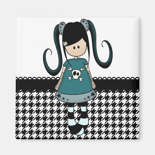 Retro Girly Rag Doll Magnet (Front)