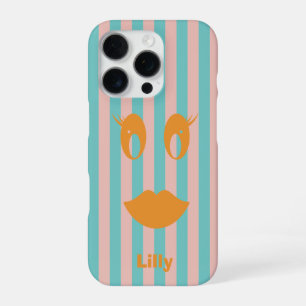 Retro Girly Smiley Face iPhone 16 Pro Case