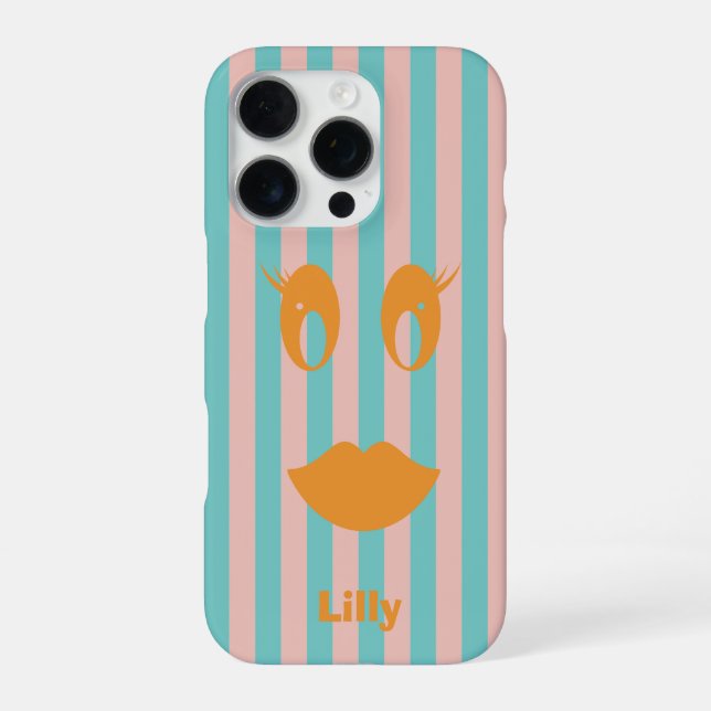 Retro Girly Smiley Face iPhone Case (Back)