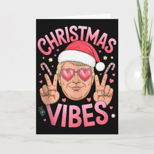 Retro Girly Trump Christmas Vibes Santa Pink Sungl Card