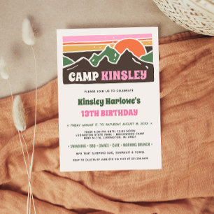 Retro Girly Weekend Camp Birthday Invitation