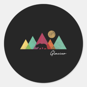 Retro Glacier National Park Montana Souvenir Women Classic Round Sticker
