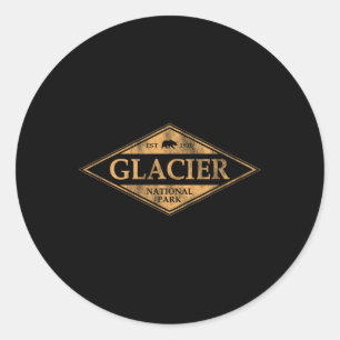 Retro Glacier National Park Montana Women Men Kids Classic Round Sticker