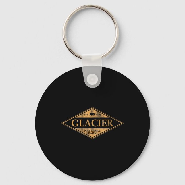 Retro Glacier National Park Montana Women Men Kids Key Ring (Front)