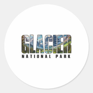Retro Glacier National Park Outdoors Hiking Campin Classic Round Sticker