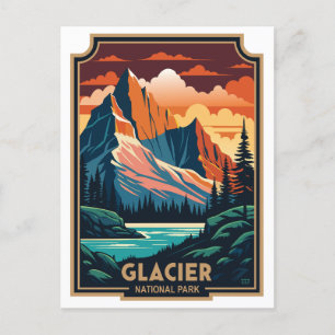 Retro Glacier National Park Postcard