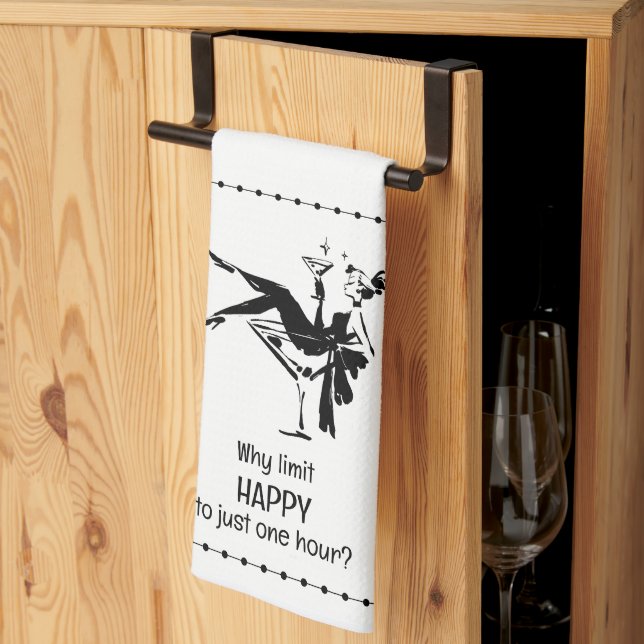 Retro Glam Happy Hour – Martini Diva Design Tea Towel (Thirds Fold)