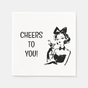 Retro Glam Martini Diva Design Napkin