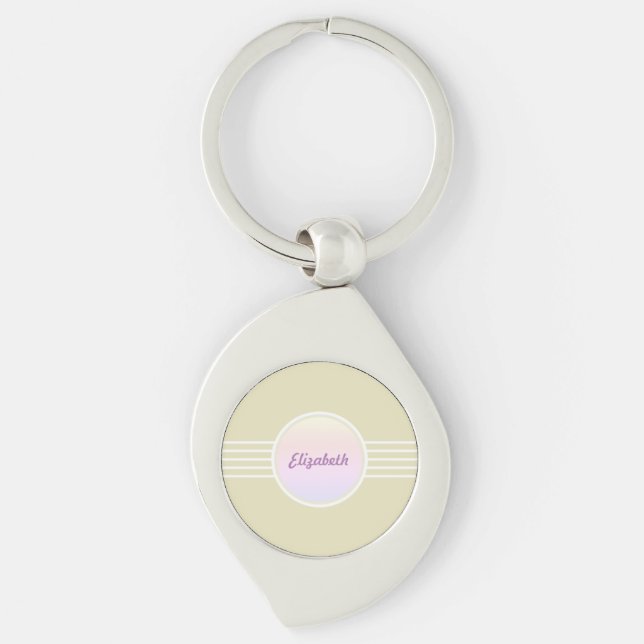 Retro Glam Personalised Shimmering Gold and Opal Key Ring (Front)
