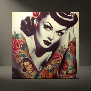 Retro Glam Pin-up Ceramic Tile