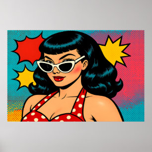 Retro Glam Pop Art Woman in Cat-Eye Sunglasses Poster