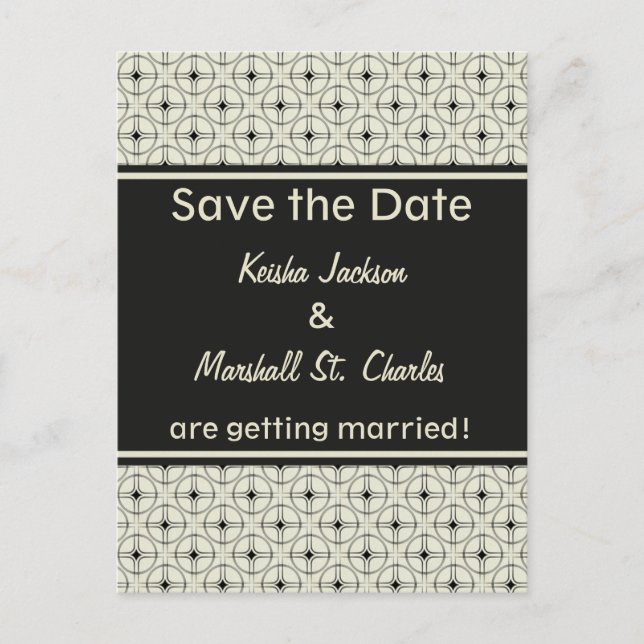 Retro Glam Save the Date Postcard (Front)