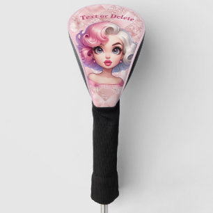 Retro Glamour Girl Animated Cute Cartoon Beauty Golf Head Cover