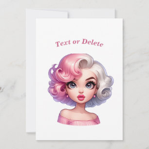 Retro Glamour Girl Animated Cute Cartoon Beauty Holiday Card