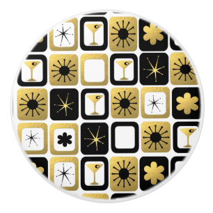 Retro Glamourous Gold Ceramic Pull