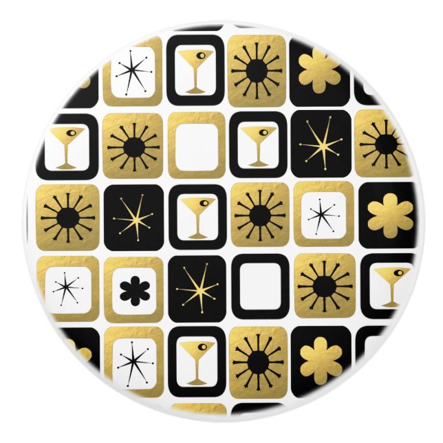 Retro Glamourous Gold Ceramic Pull (Front)