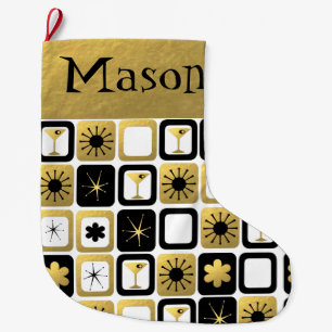 Retro Glamourous Gold Christmas Stocking