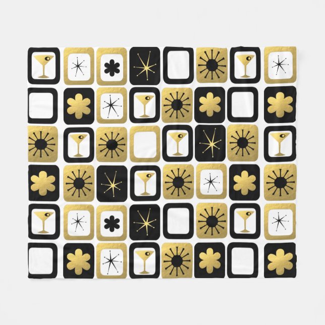 Retro Glamourous Gold Fleece Blanket (Front (Horizontal))