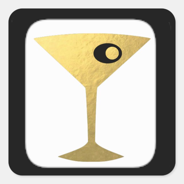 Retro Glamourous Gold Martini Stickers (Front)