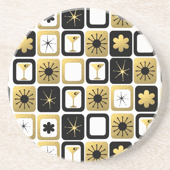 Retro Glamourous Gold Sandstone Coaster (Front)