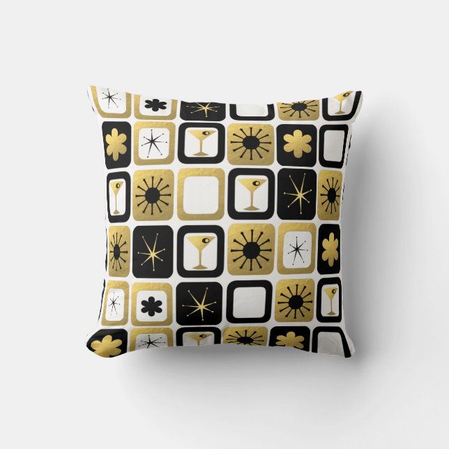Retro Glamourous Gold Throw Pillow (Front)
