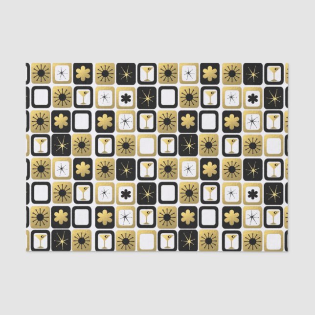 Retro Glamourous Gold Tissue Paper (Front)