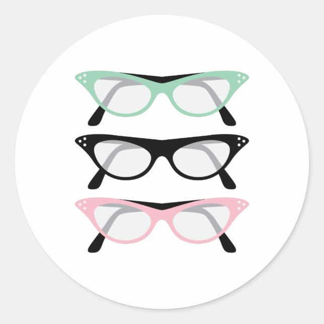 Retro Glasses Classic Round Sticker (Front)