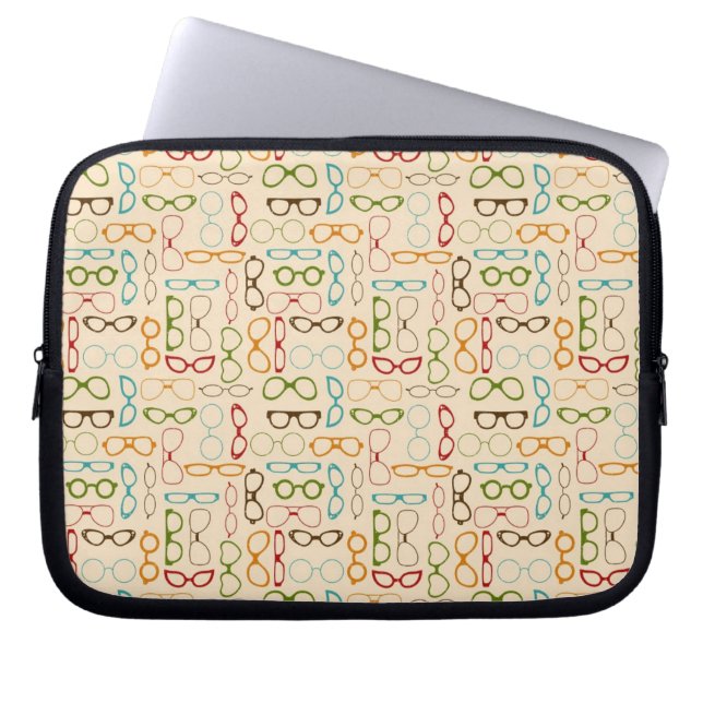 Retro glasses laptop sleeve (Front)