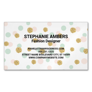 Retro Glitter Confetti Polka Dot Magnetic Business Card