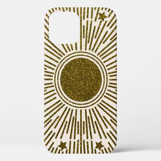 Retro glitter, golden sun with rays Case-Mate iPhone case (Back)