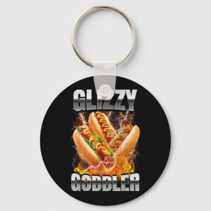 Retro Glizzy Gobbler Hotdog Bootleg Meme Hot Dog Key Ring