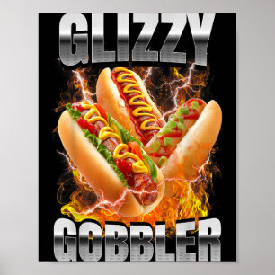 Retro Glizzy Gobbler Hotdog Bootleg Meme Hot Dog Poster