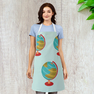 Retro Globe Illustration Vintage Earth Map  Apron