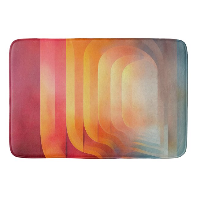 Retro Glow Arches – Abstract Mid-Century Bath Mat (Front)