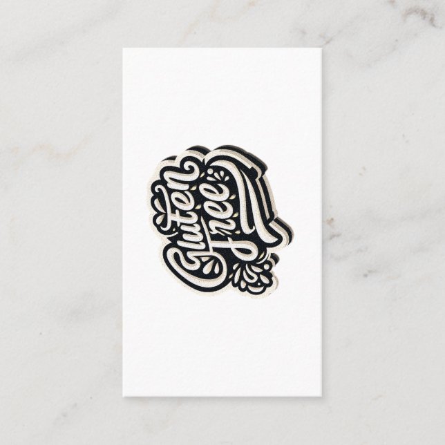 Retro Gluten Free Typography Script Graphic Business Card (Front)