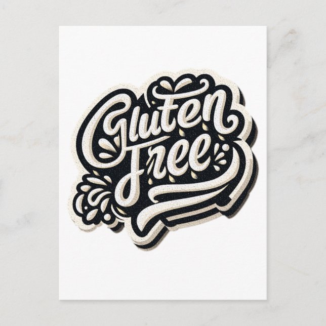 Retro Gluten Free Typography Script Graphic Postcard (Front)