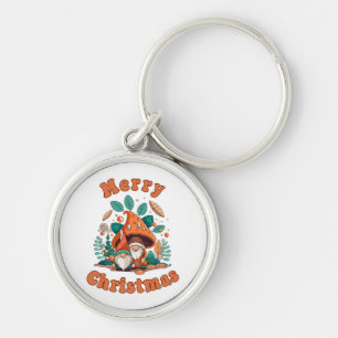 Retro Gnome Christmas Key Ring