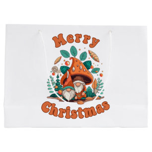 Retro Gnome Christmas Large Gift Bag