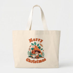 Retro Gnome Christmas Large Tote Bag