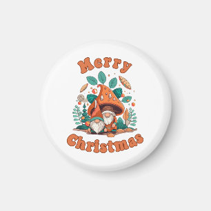 Retro Gnome Christmas Magnet