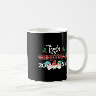 Retro Gnome Family Christmas 2024 Red Plaid Pajama Coffee Mug