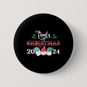Retro Gnome Family Christmas Red Plaid Pajamas Gro 6 Cm Round Badge