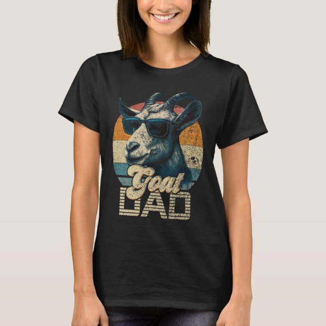 Retro Goat Dad Best Goat Daddy Funny Fathers Day  T-Shirt (Front)