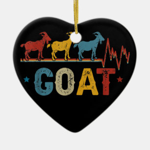 Retro Goat Heart Tee Xmas Valentines Day Gift Ceramic Ornament