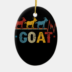 Retro Goat Heart Tee Xmas Valentines Day Gift Ceramic Ornament